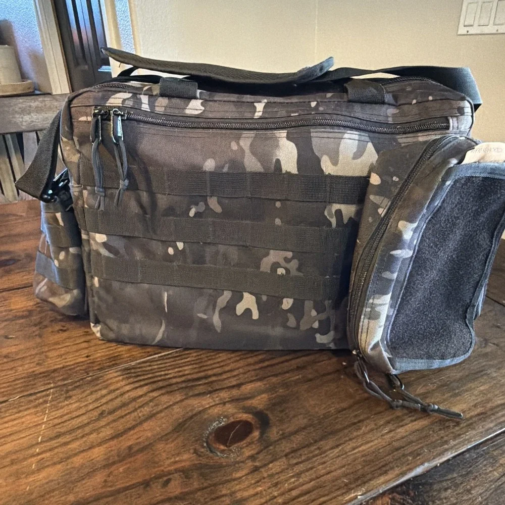 Tactical Baby Gear TBG Diaper Bag Black Camo MOLLE Shoulder Messenger Bag